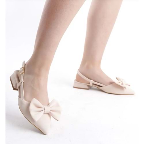 Feles Kurdela Detaylı Arkası Açık Kadın Babet Ayakkabı