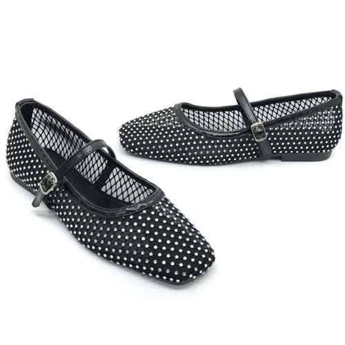 Feles Dantel Taş Detaylı Kadın Babet Ayakkabı