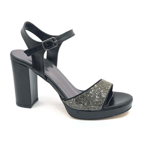 Feles Taşlı Platform Tek Bant Topuklu Kadın Abiye Ayakkabı