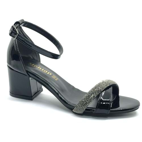 Mehtap Çapraz Çift Şerit Taşlı 5 cm Kadın Topuklu Ayakkabı