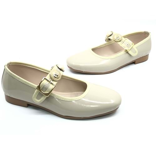 Mehtap Kemer Taş Toka Detaylı Düz Taban Kadın Babet Ayakkabı