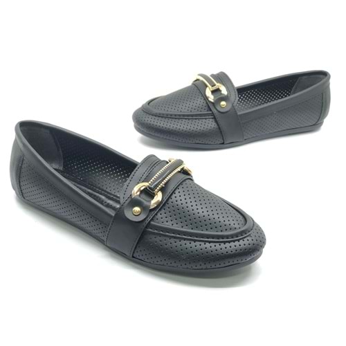 Mehtap Toka Detaylı Delikli Düz Taban Kadın Babet Ayakkabı