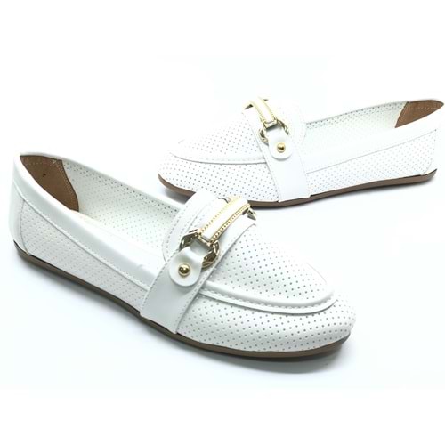 Mehtap Toka Detaylı Delikli Düz Taban Kadın Babet Ayakkabı