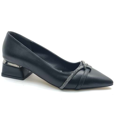 Mehtap Taş Detaylı Kısa Topuklu Kadın Babet Ayakkabı