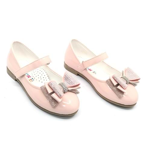 İremsu Kurdela Taş Detaylı Cırtlı Kız Çocuk Babet Ayakkabı