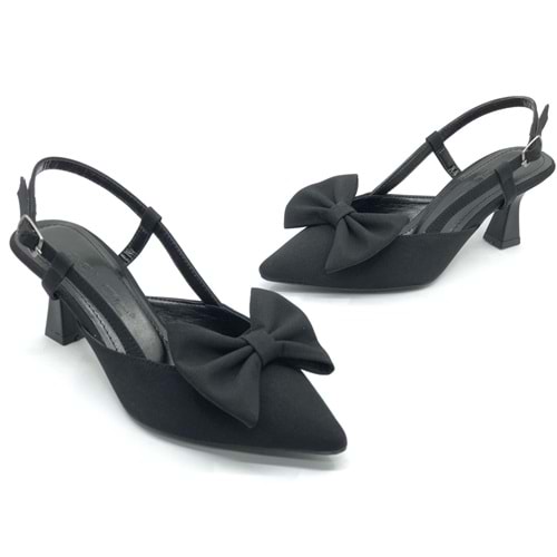 Feles Kurdela Detaylı Arkası Açık Stiletto Kadın Topuklu Ayakkabı