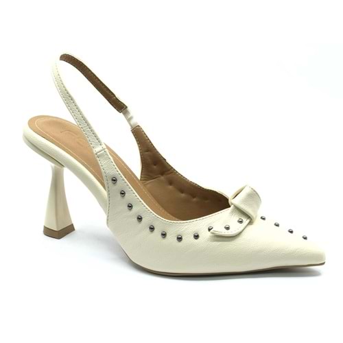 Feles Zımba Kurdela Detaylı Arkası Açık Stiletto Kadın Topuklu Ayakkabı