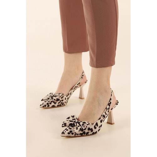 Feles Kurdela Detaylı Arkası Açık Stiletto Kadın Topuklu Ayakkabı