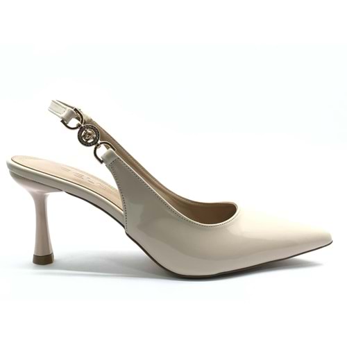 Feles Yan Toka Detaylı Arkası Açık Stiletto Kadın Topuklu Ayakkabı