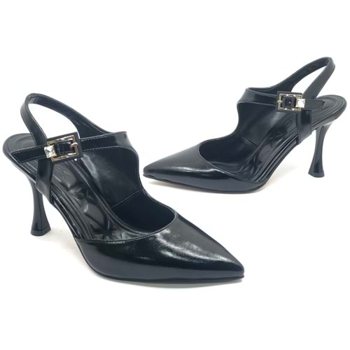 Feles Matiko Toka Detaylı Arkası Açık Stiletto Kadın Topuklu Ayakkabı