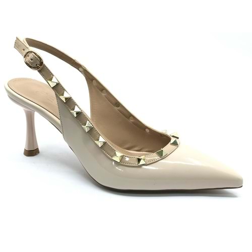 Feles Zımba Şerit Detaylı Arkası Açık Stiletto Kadın Topuklu Ayakkabı