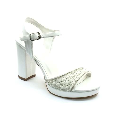 Feles Taşlı Platform Tek Bant Topuklu Kadın Abiye Ayakkabı