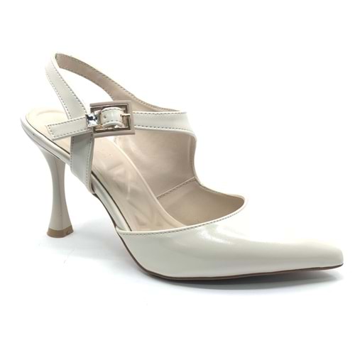 Feles Matiko Toka Detaylı Arkası Açık Stiletto Kadın Topuklu Ayakkabı