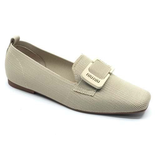 Feles Triko Detaylı Küt Burun Kadın Babet Ayakkabı