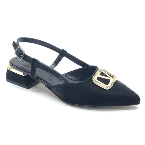 Feles V Toka Detaylı Arkası Açık Kadın Babet Ayakkabı