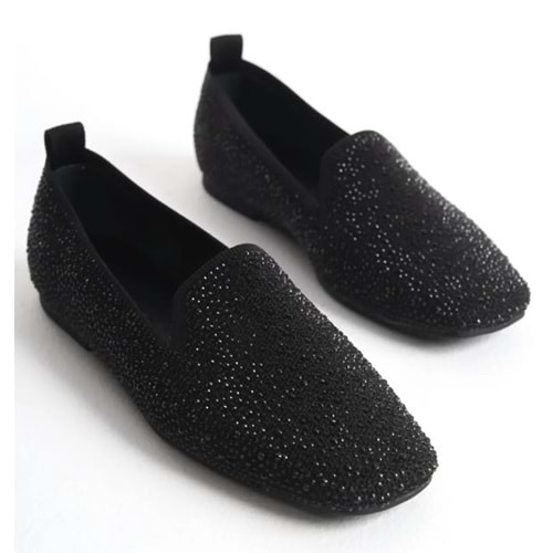 Feles Triko Taş Küt Burun Kadın Babet Ayakkabı