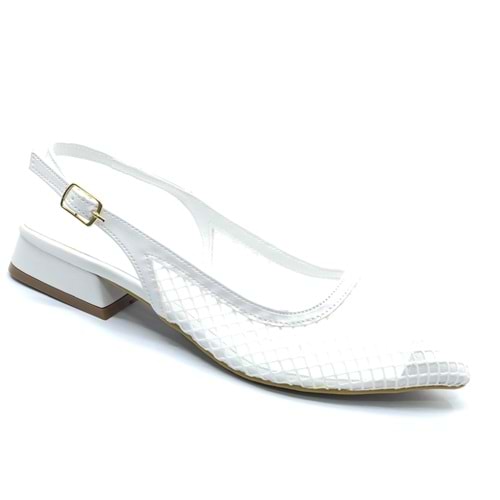 Feles Dantel Detaylı Kısa Topuklu Arkası Açık Kadın Babet Ayakkabı