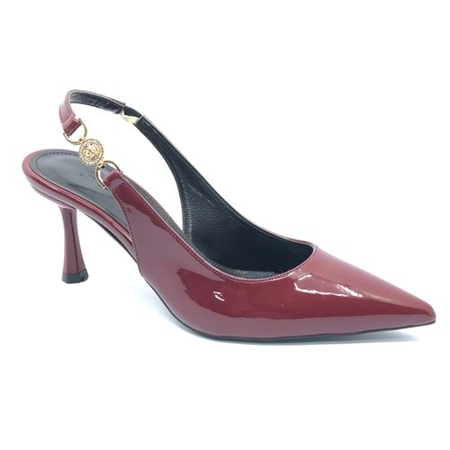 Feles Yan Toka Detaylı Arkası Açık Stiletto Kadın Topuklu Ayakkabı