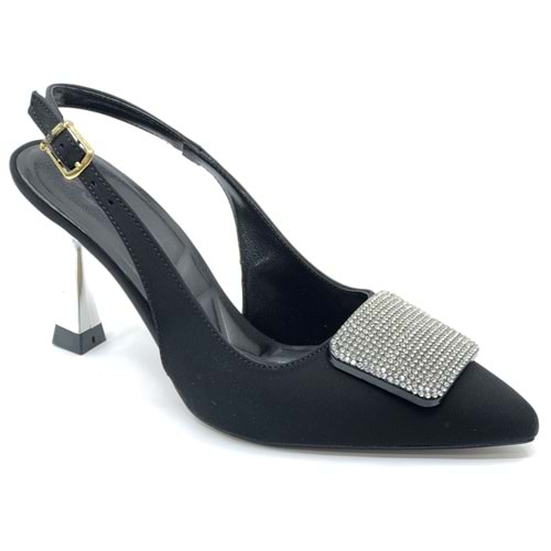 Feles Taş Toka Detaylı Arkası Açık Stiletto Kadın Topuklu Ayakkabı
