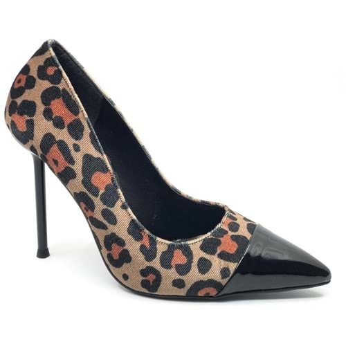 Feles İnce Topuklu Leopar Desenli Stiletto Kadın Ayakkabı