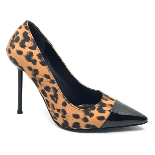 Feles İnce Topuklu Leopar Desenli Stiletto Kadın Ayakkabı