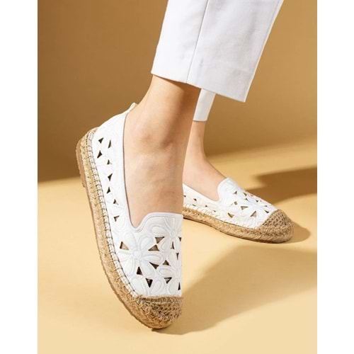 Feles Çiçek Desenli Espadril Kadın Babet Ayakkabı