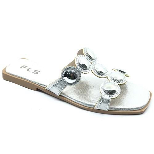 Feles İnce Taban Taş Detaylı Kadın Terlik