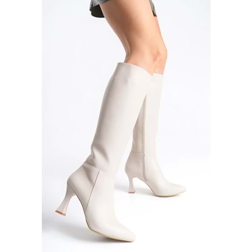 Feles Diz Altı Topuklu Sivri Burun Kadın Çizme