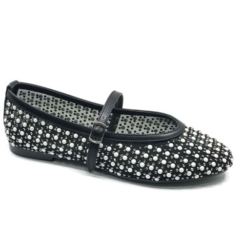 Feles Kemer Toka İnci Taş Detaylı Kadın Babet Ayakkabı