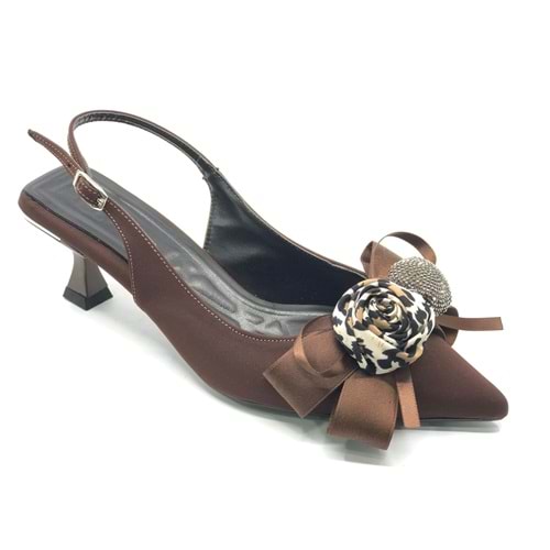 Feles Fular Kurdela Detaylı Arkası Açık Stiletto Kadın Topuklu Ayakkabı