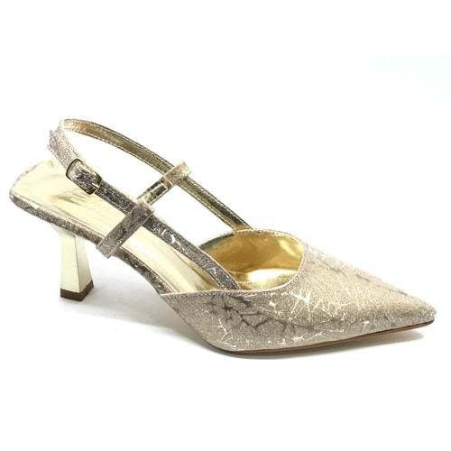 Mehtap Kırışık Arkası Açık Stiletto Kadın Topuklu Ayakkabı