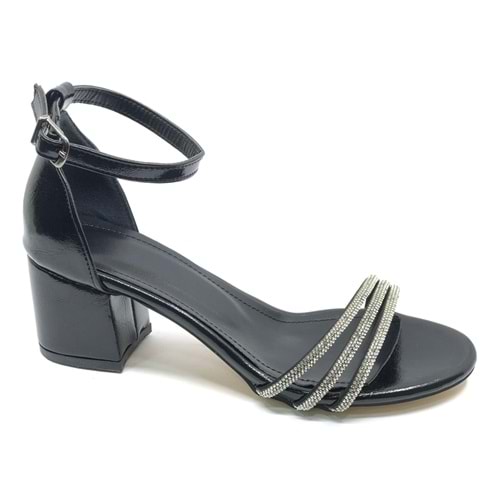 Mehtap Üç Şerit Taşlı 6 cm Topuklu Kadın Abiye Ayakkabı