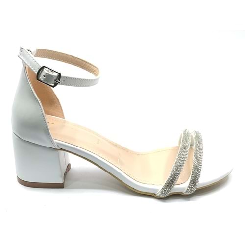 Mehtap Çift Şerit Taşlı 4 cm Topuklu Kadın Abiye Ayakkabı