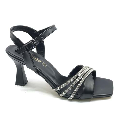 Mehtap Üç Şerit Taşlı 8 cm Topuklu Kadın Abiye Ayakkabı