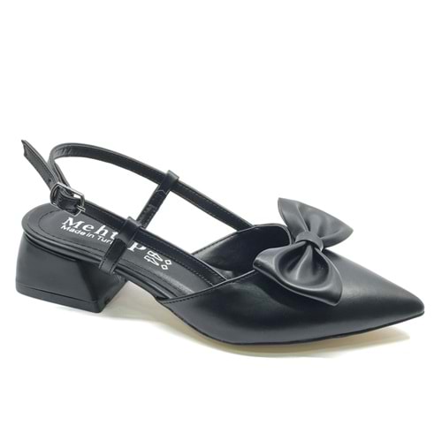 Mehtap Arkası Açık Fiyonk Detaylı Klasik Kadın Topuklu Ayakkabı