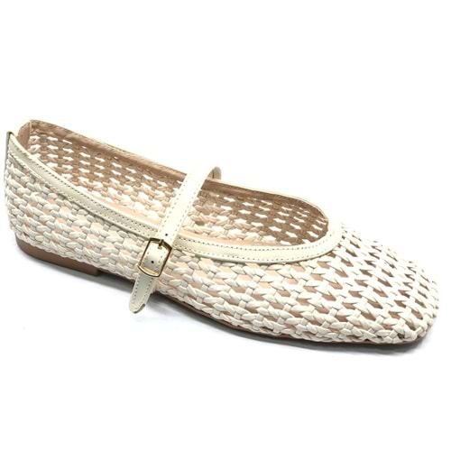 Feles Kemer Örgü Detaylı Kadın Babet Ayakkabı