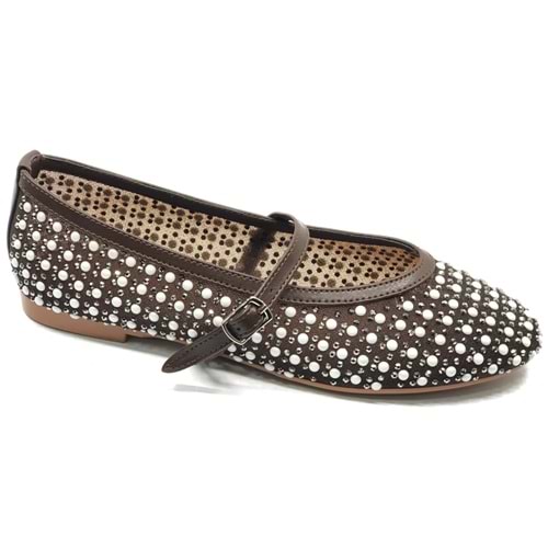 Feles Kemer Toka İnci Taş Detaylı Kadın Babet Ayakkabı