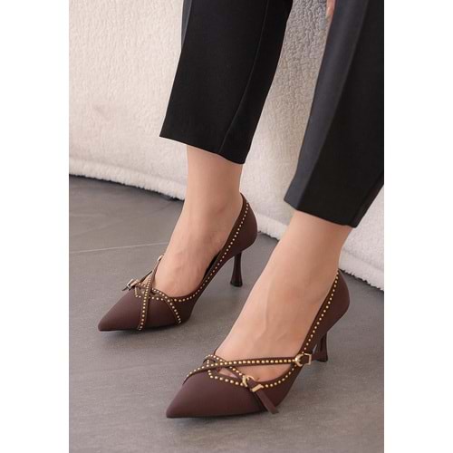 Feles Zımba Toka Detaylı Stiletto Topuklu Kadın Ayakkabı