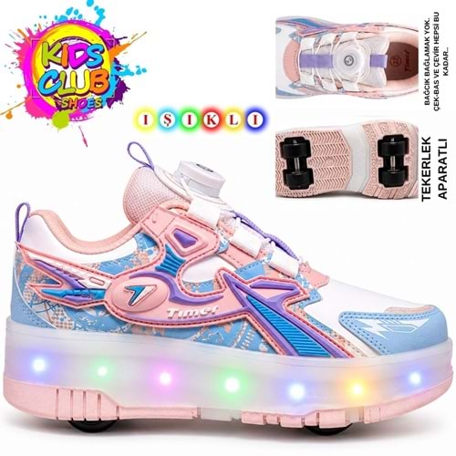 Kocamanlar Kids Club Tmr Akıllı Bağcıklı Işıklı Ortopedik Patenli Tekerli Çocuk Spor Ayakkabı