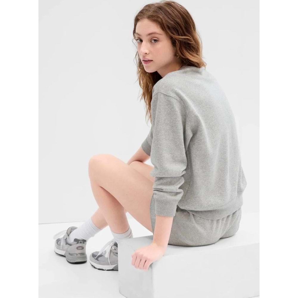 Gap Logo V-Gap Herıtage Crew-554936002 Bisiklet Yaka Fleece Sweatshirt Kadın Sweatshirt
