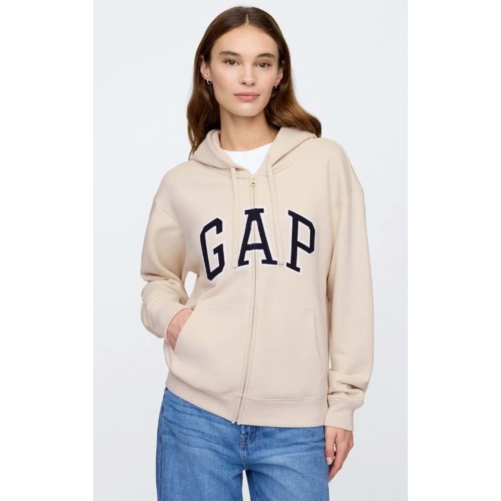 Gap V-Gap Logo Fleece Herıtage Fz Hd 678782 Hoodie Kapüşonlu Fermuarlı Kadın Sweatshirt