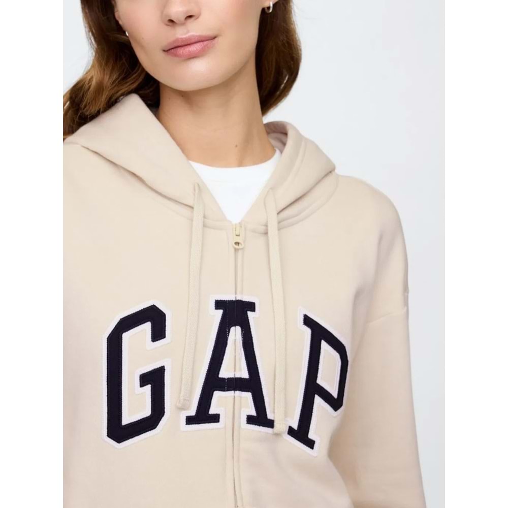 Gap V-Gap Logo Fleece Herıtage Fz Hd 678782 Hoodie Kapüşonlu Fermuarlı Kadın Sweatshirt