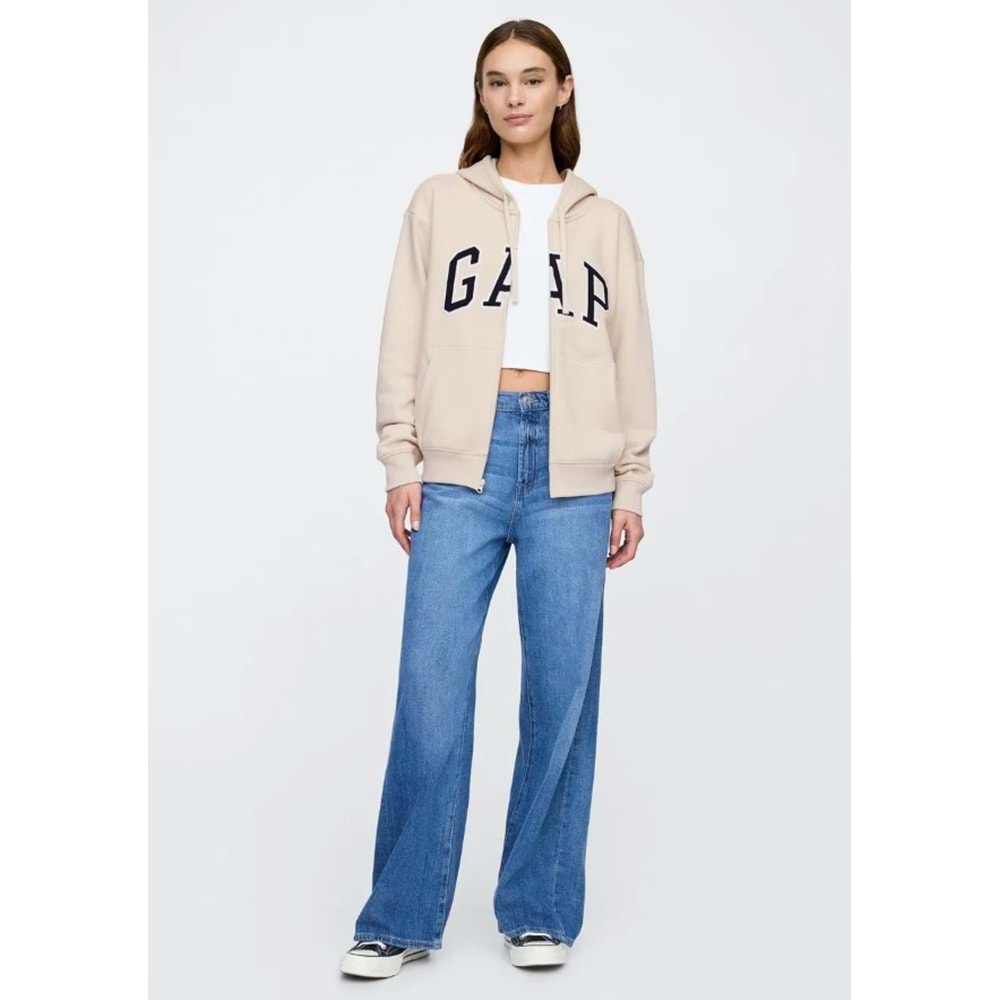 Gap V-Gap Logo Fleece Herıtage Fz Hd 678782 Hoodie Kapüşonlu Fermuarlı Kadın Sweatshirt