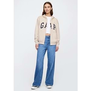 Gap V-Gap Logo Fleece Herıtage Fz Hd 678782 Hoodie Kapüşonlu Fermuarlı Kadın Sweatshirt