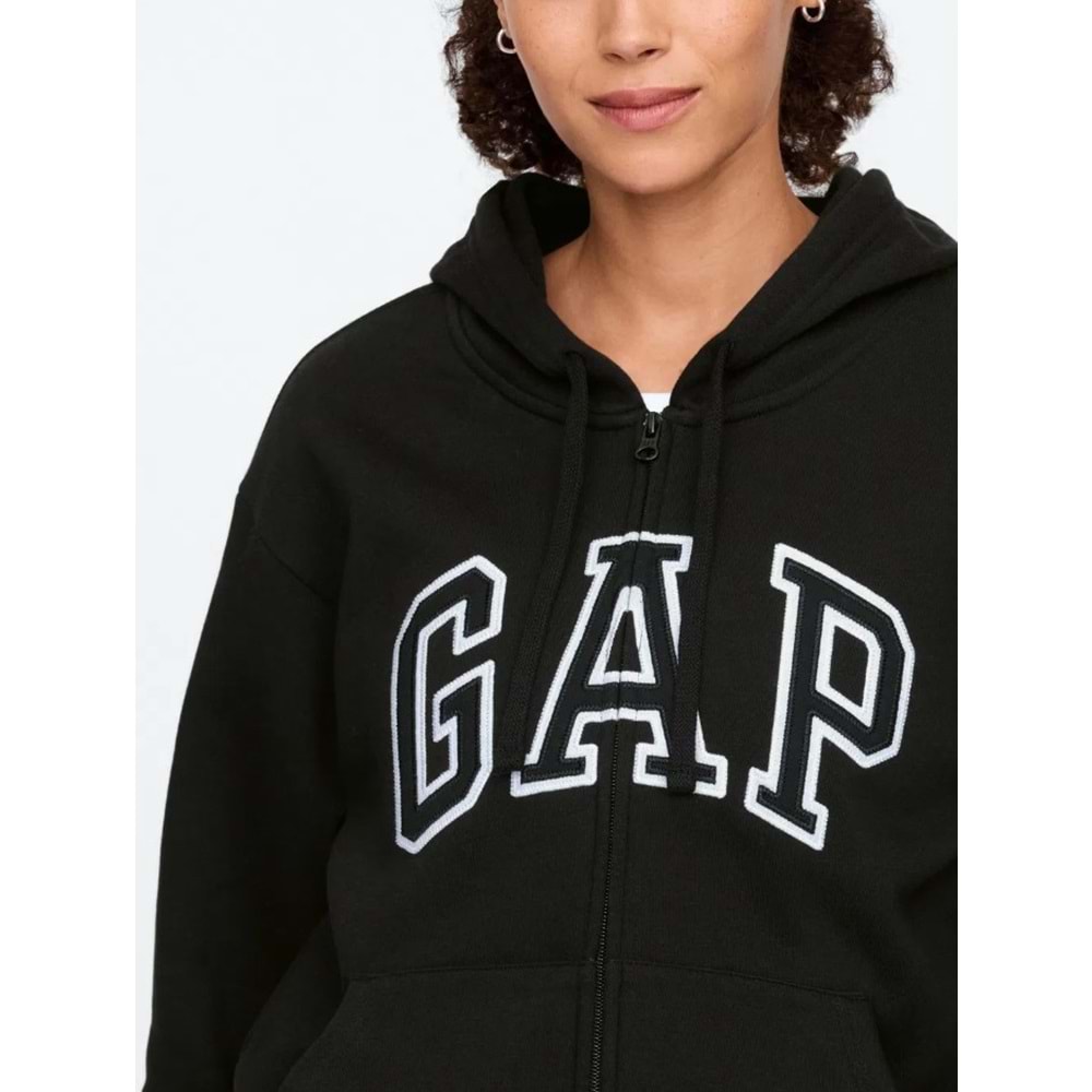 Gap V-Gap Logo Fleece Herıtage Fz Hd 678782 Hoodie Kapüşonlu Fermuarlı Kadın Sweatshirt