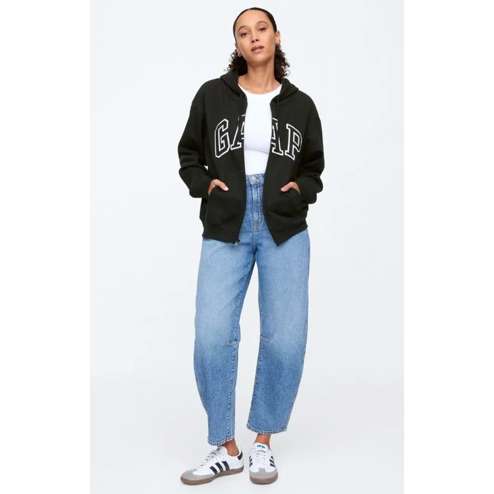 Gap V-Gap Logo Fleece Herıtage Fz Hd 678782 Hoodie Kapüşonlu Fermuarlı Kadın Sweatshirt