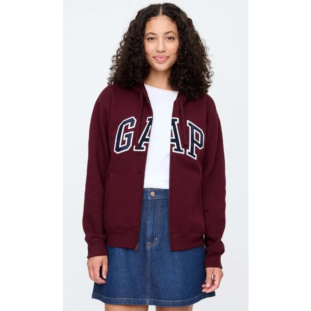 Gap V-Gap Logo Fleece Herıtage Fz Hd 678782 Hoodie Kapüşonlu Fermuarlı Kadın Sweatshirt