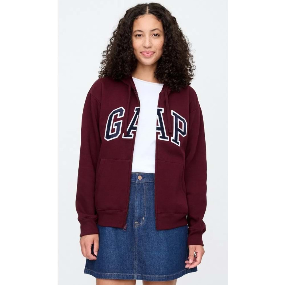Gap V-Gap Logo Fleece Herıtage Fz Hd 678782 Hoodie Kapüşonlu Fermuarlı Kadın Sweatshirt