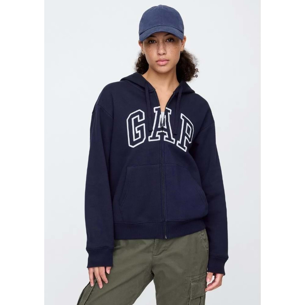 Gap V-Gap Logo Fleece Herıtage Fz Hd 678782 Hoodie Kapüşonlu Fermuarlı Kadın Sweatshirt