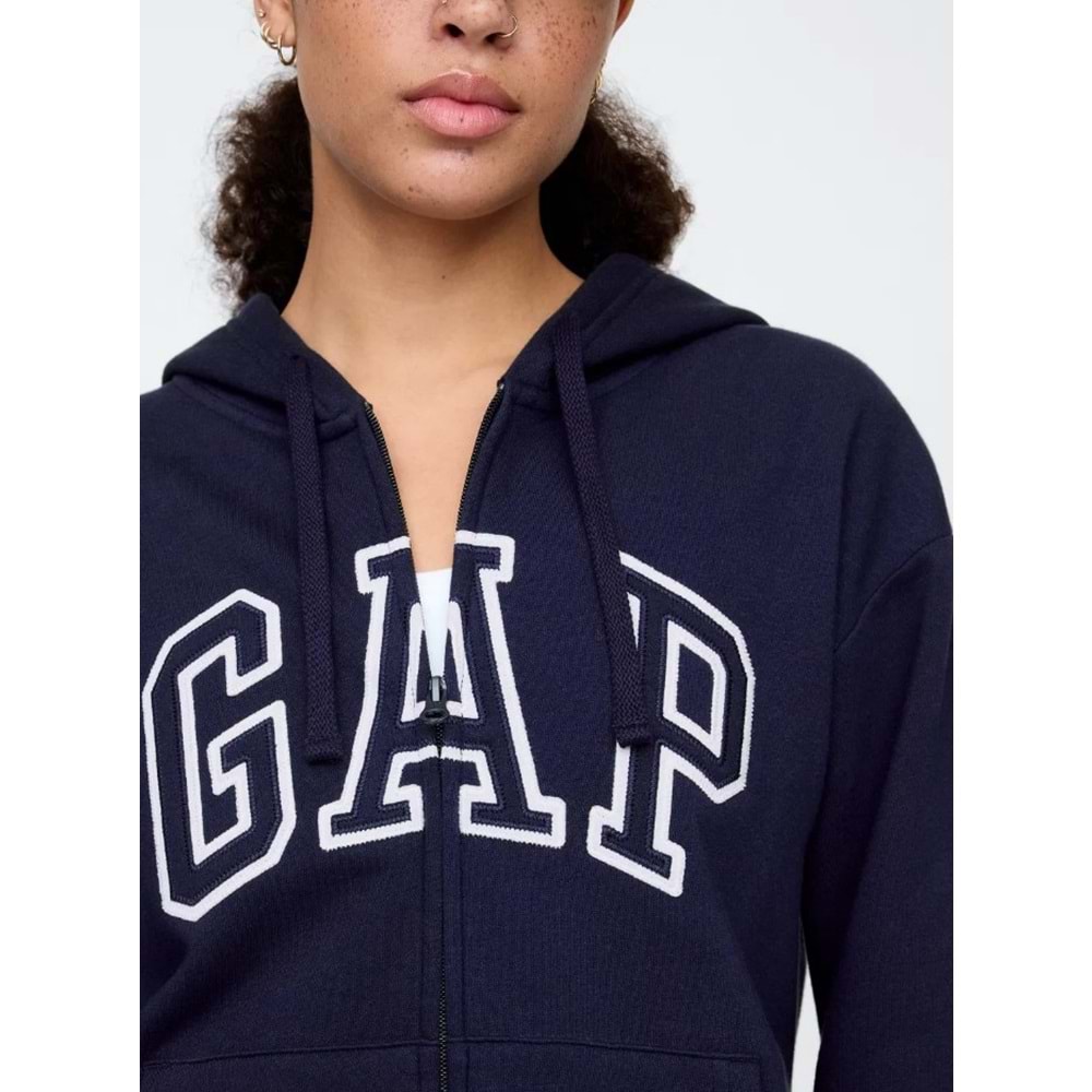 Gap V-Gap Logo Fleece Herıtage Fz Hd 678782 Hoodie Kapüşonlu Fermuarlı Kadın Sweatshirt